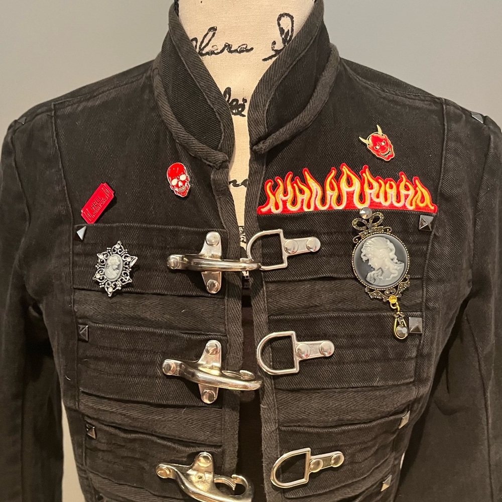 SOLD SOLD SOLD Tripp nyc Upcycled Stone Cold Rage Hellfire Buckle Patch Jacket - Picture 8 of 16